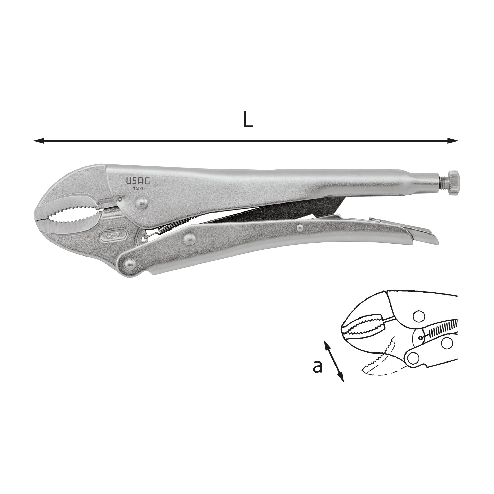 134 - Pince réglable autobloquante à becs concaves - Usag - U01340001 134 - Pince réglable autobloquante à becs concaves - Usag - U01340001